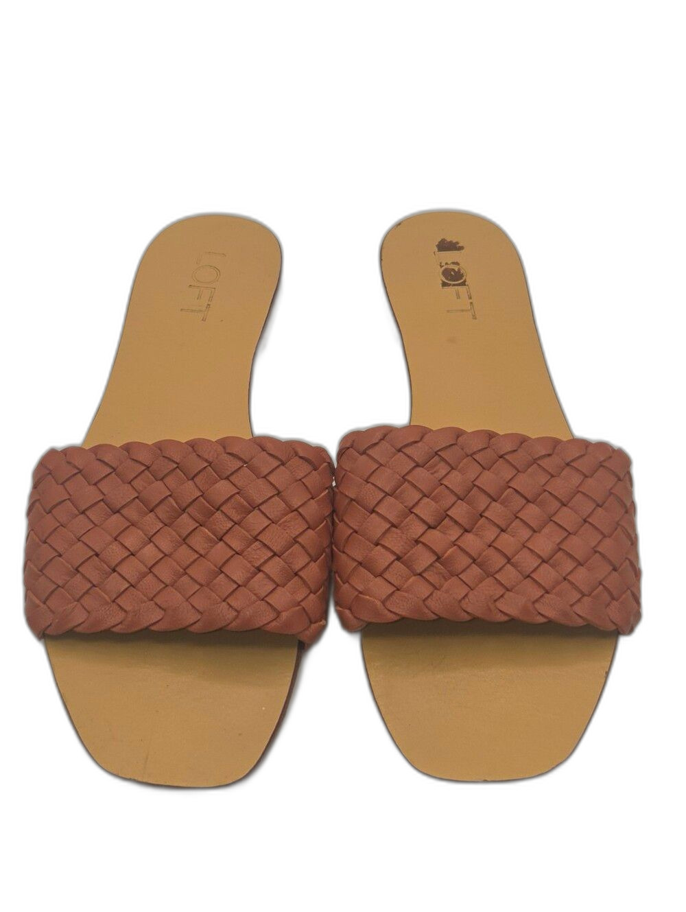 LOFT Braided Leather Slide Sandals Rose Size 8M